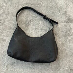 Banana Republic Black Leather Shoulder Bag Crescent Hobo 2024 Handbag